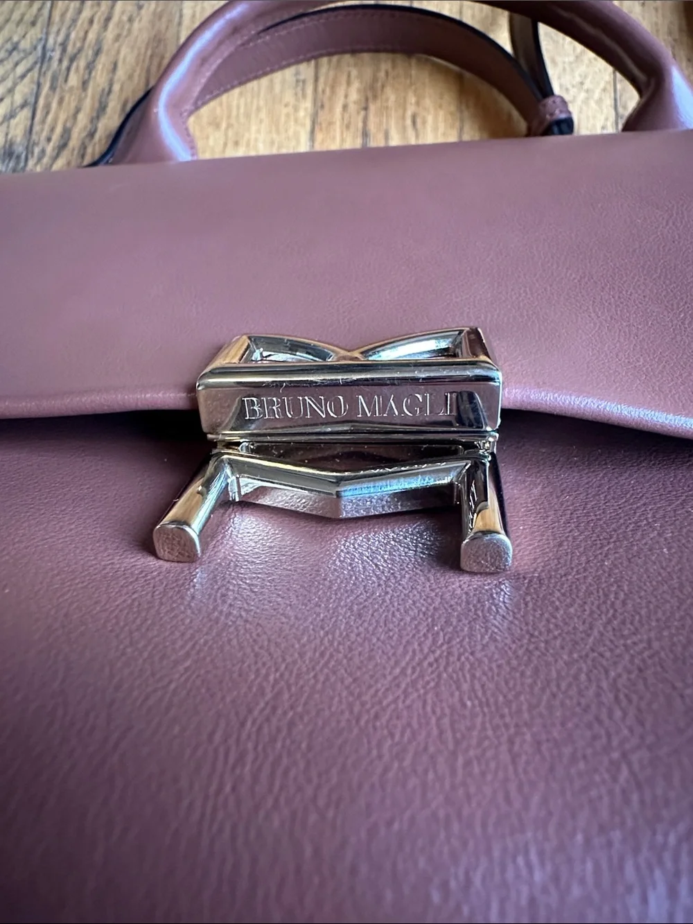 Bruno Magli Mauve-Brown Leather Top-Handle Satchel
